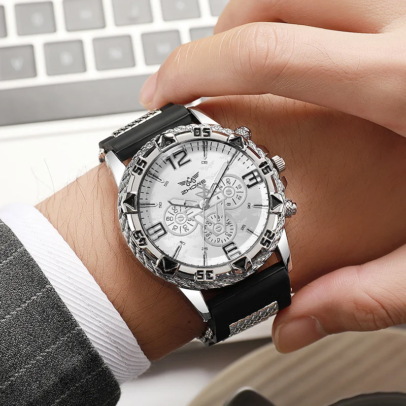 Men Business Watches Fashion Silicone Band Male's Business Dress Analog Quartz Watch 3