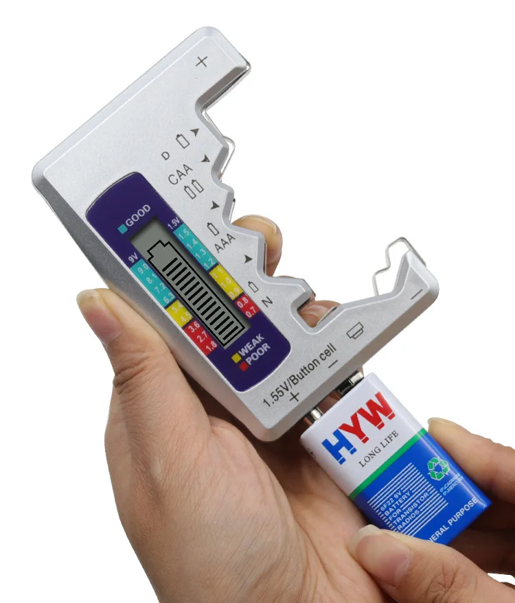 Digital Battery Tester Capacity Detector For C/D/N/AA/AAA/9V 6F22 Batteries /1.55V button cell - 2