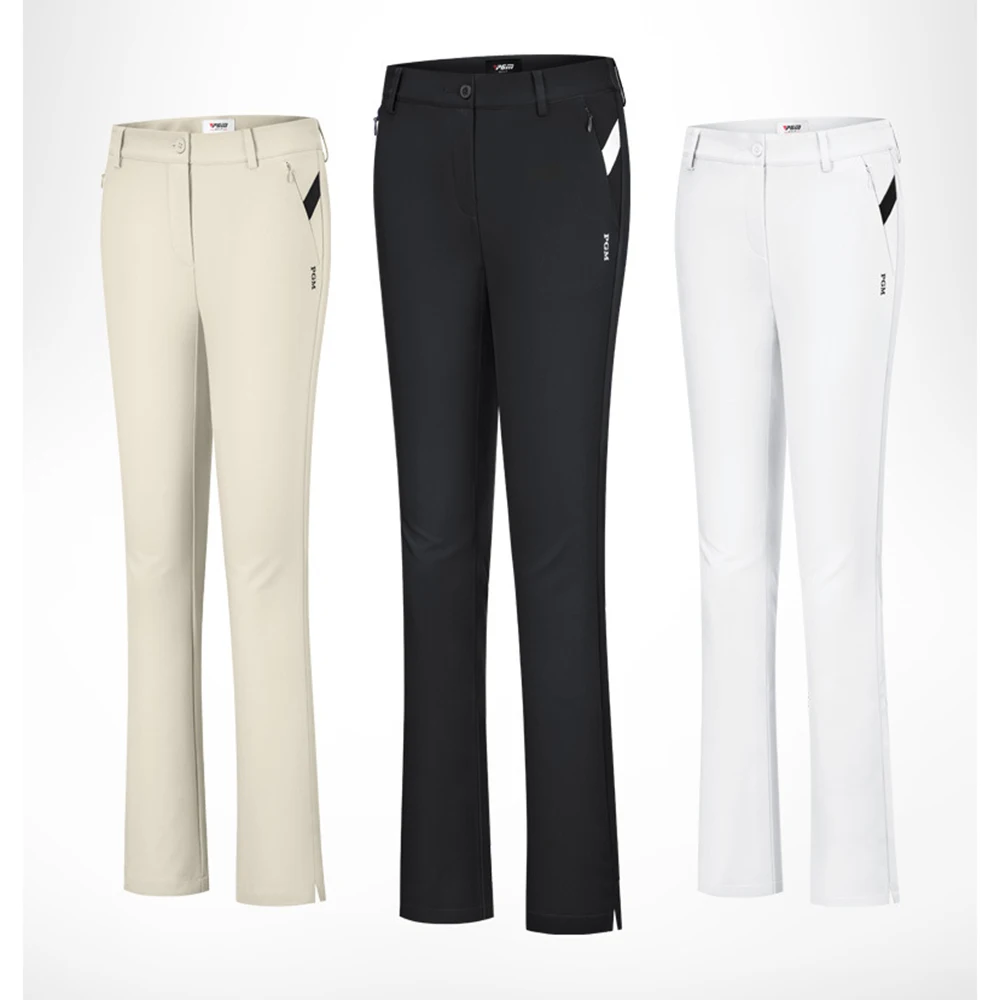 PGM Golf Pants for Women Spring Summer Slim Fit Waterproof Zippered Pocket Elastic Cropped Flared Pants
