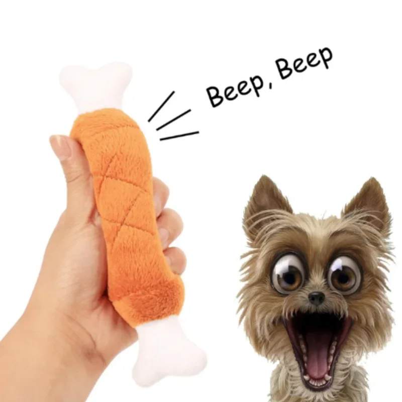 Interactive Plush Bone Toy For Dogs Vocalizing Bite Resistant_voghion.com