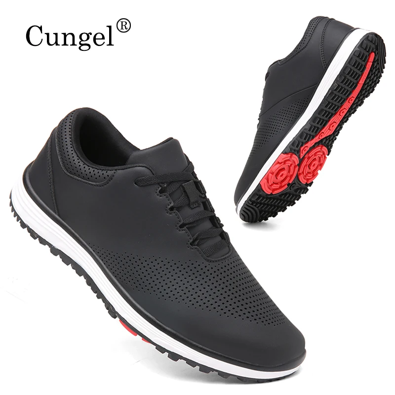 Heren Golfschoenen Waterdichte Lederen Golfer Sportschoenen Knop Snel Vetersluiting Golf Sneakers Vrouwen Comfortabel Wandelen Golfschoenen