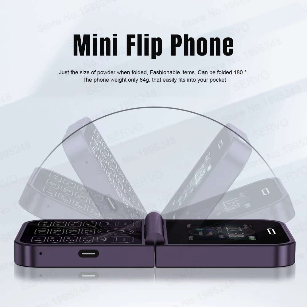 SERVO Classic Small Flip Mobile Phone 2G Dual SIM Card Blacklist Speed Dial 2.0“ Screen 180° Fold Button Cellphones New upgrade 4