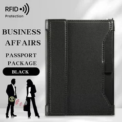 RFID Blocking Multifunctional Passport Cover with Large Capacity (Black)