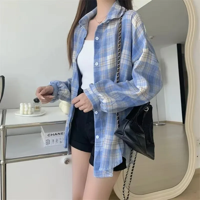Plaid Shirt Women Fashion Autumn Long Sleeve Top Female