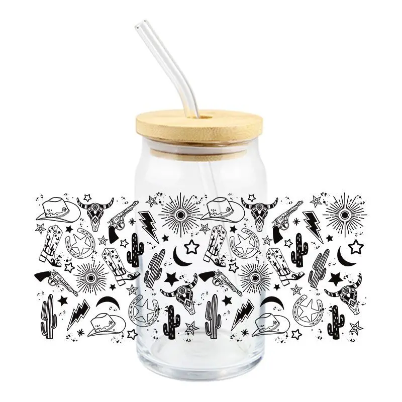 Western Cowboy UV DTF Wrap Transfer Stickers Man Cool Design Waterproof Wrap For Glasses Cups Mugs Decal