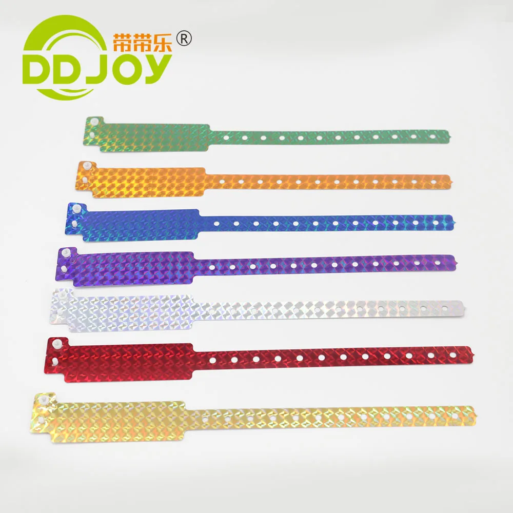 and color Cheap Waterproof PE Wristbands,Festival Plastic Bracelet charms, Composite Paper Wrist Band