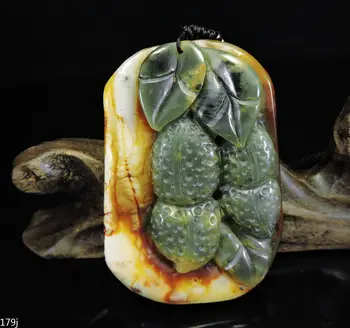 Jade Jewelry Natural Jade Pendant Necklace Hand-Carved peanut&leaves Jadeite Necklace Pendant Gift No Treatment 179j