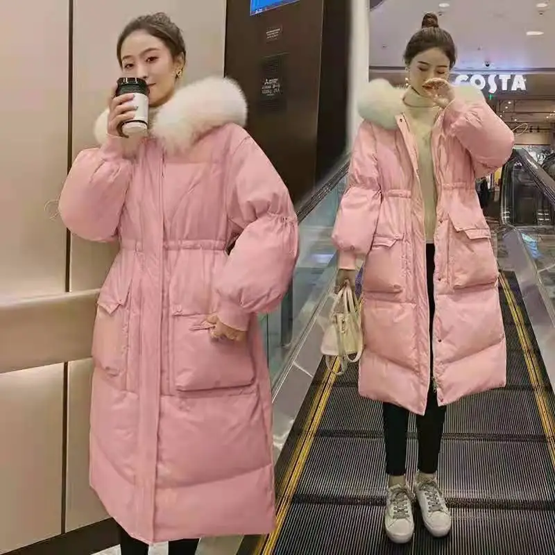 

Puffer Jacket Women 2022 New Long Hooded Winter Down Jacket Women with Fox Fur Collar Thicken Warm Coats and Jackets Zm2512