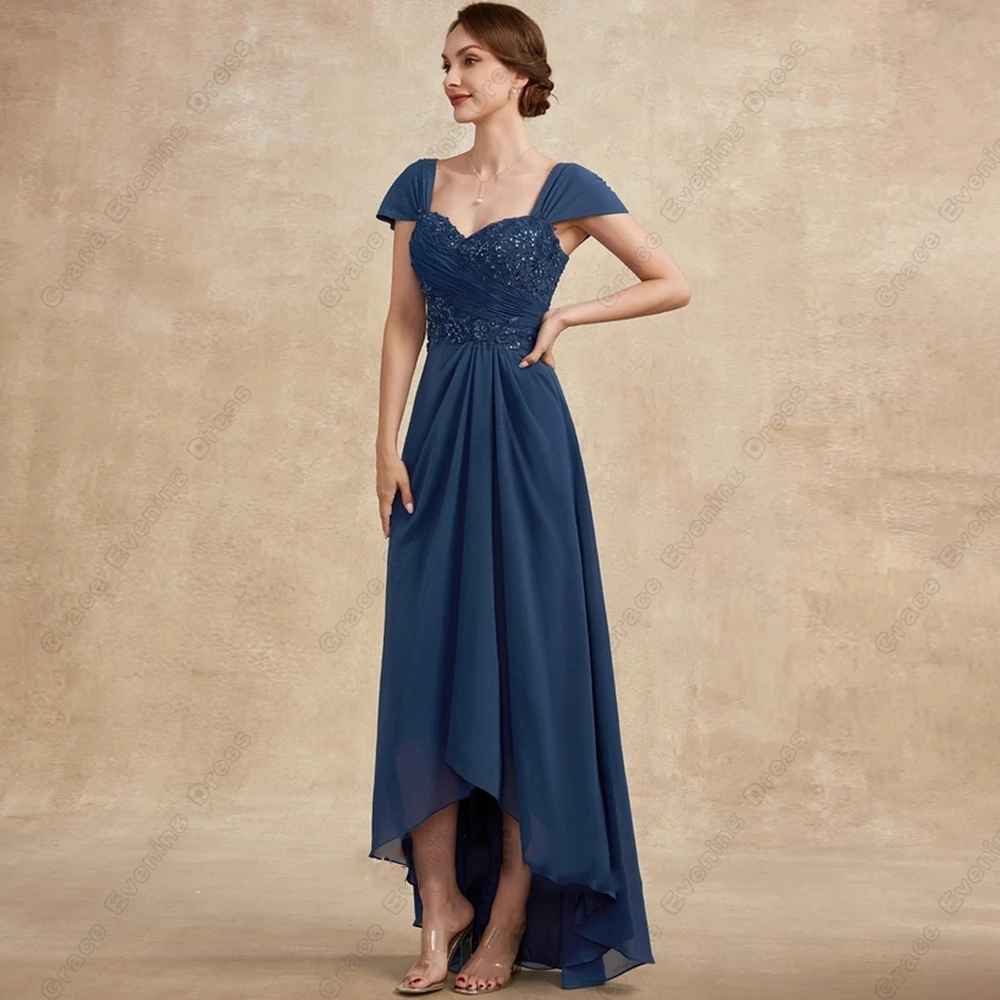 Spaghetti Strap Strapless Mother of Bride Dresses Cap Sleeve Wedding Party Gown with Lace Chiffon Vestido De Noche Summer