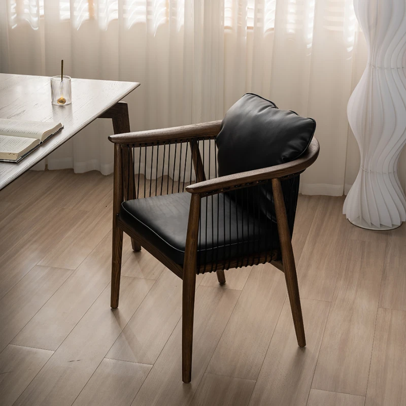 

New master antique solid wood walnut light luxury wooden armchair dining chair