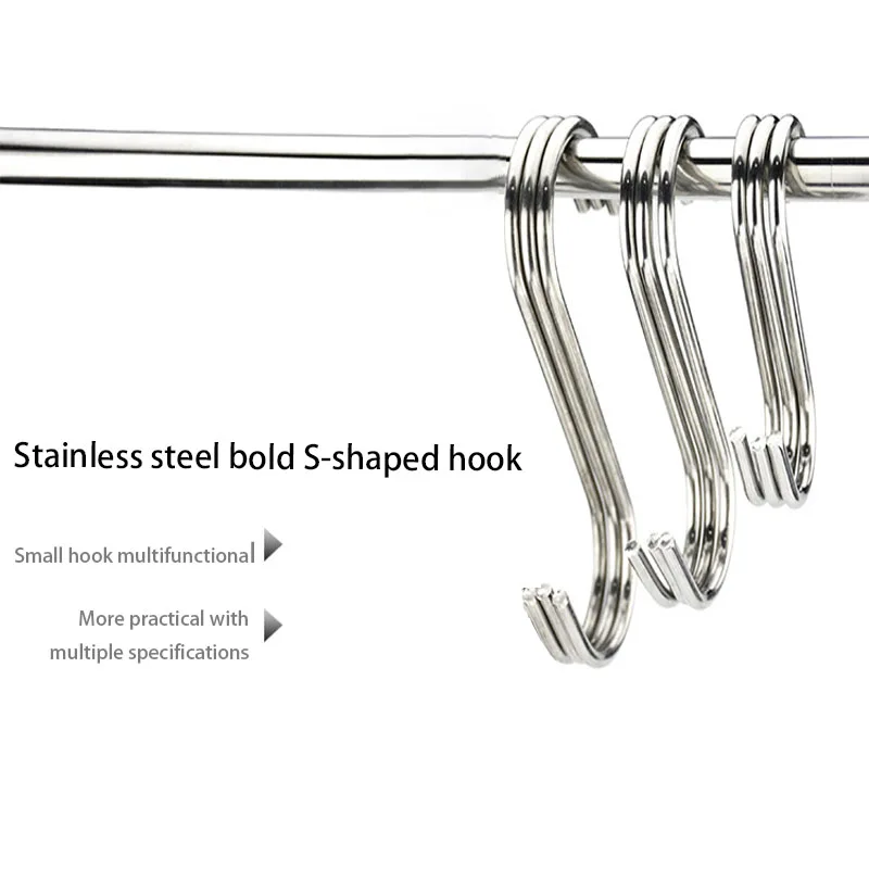 S-Shape Hook Stainless Steel Clothes Bags Towels Hanging Holder Kitchen Bathroom Railing Hanger Organizer S Hook 5/10/20PCS