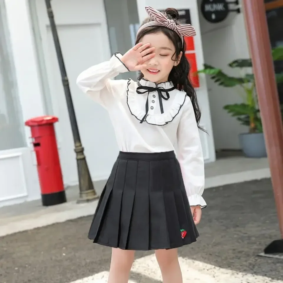 Girl Pleated Skirts School Children Clothing 2 4 6 8 10 12 13 14 Years Baby Girl Skirt with Shorts Pink Student Kids Tutu Skirt