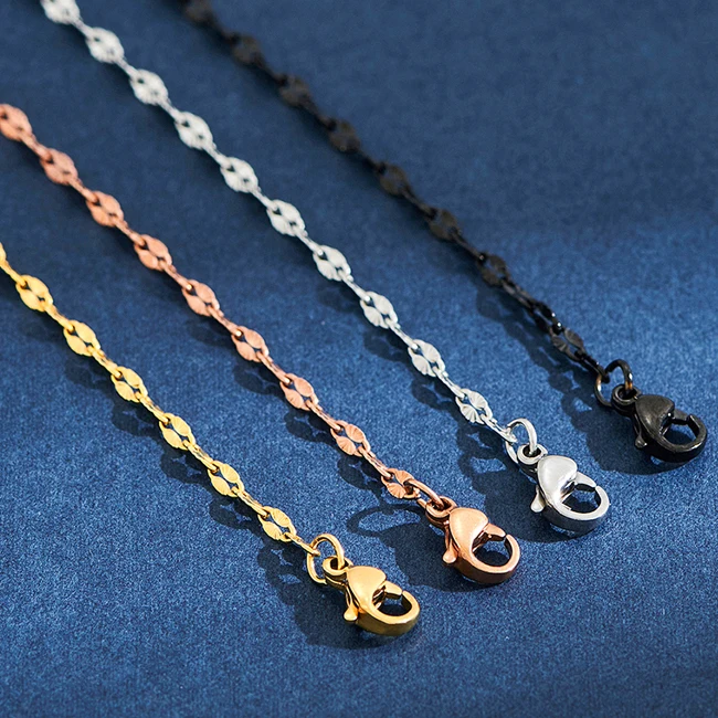 2,5 mm breite Sonnenschein-Gliederkette aus geprägtem Edelstahl für Damen, Halsband, 4 Farben erhältlich, Schmuckherstellungszubehör – Detail 1