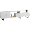 Modern 69" TV Stand with MDF Cabinet and Powder Coated Steel Legs for Living Room and Bedroom, White 5