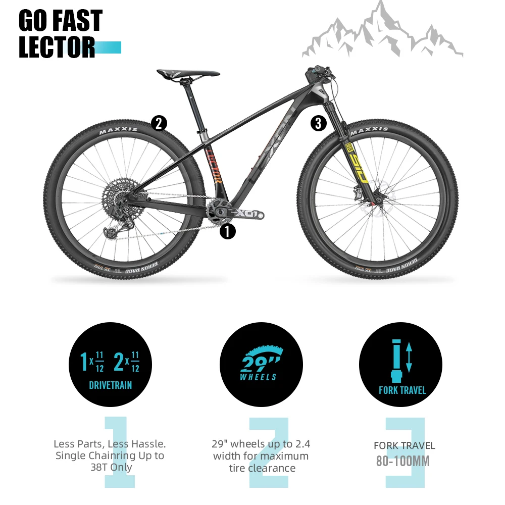 Lexon LECTOR Full Carbon MTB Frame 29 Boost 148*12mm Thru Axle T1000 Mountain Bike 15/17/19 Inch BB92 For Bicycle Accessories