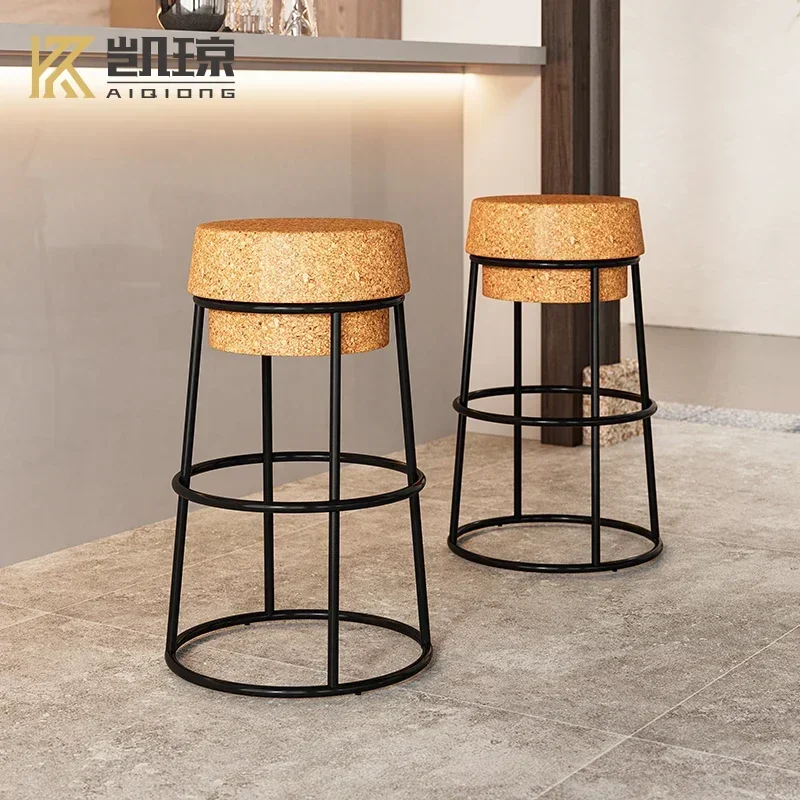 Minimalist Chairs Bar Chair Counter Stool Restaurant Wooden Cafe Metal Leather Armchair Elegant Vintage Dining Luxury Furniture