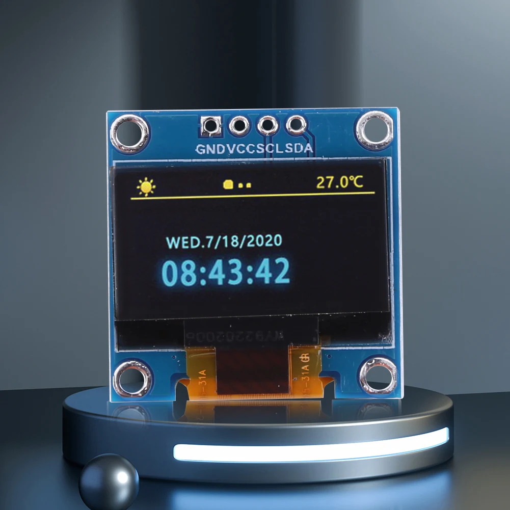 0.96인치 직렬 포트 스크린 모듈 4핀 IIC 3.3-5V SSD1315 드라이브 Arduino/Raspberry Pi/BBC용 흰색/파란색/노란색 파란색 디스플레이
