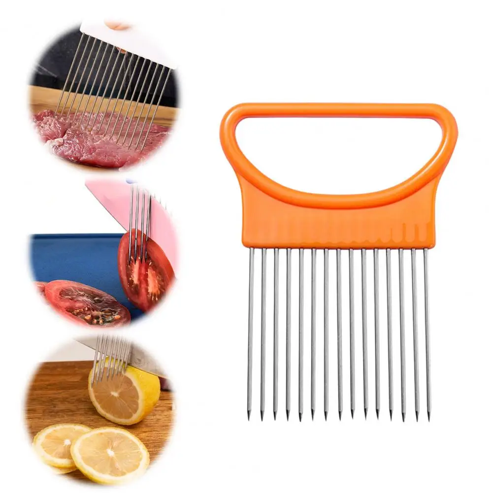 Vegetable Cutter Stainless Steel Fork Slicer Stainless Steel Onion Holder Slicer Cutter with Non-slip for Tomato for Potato