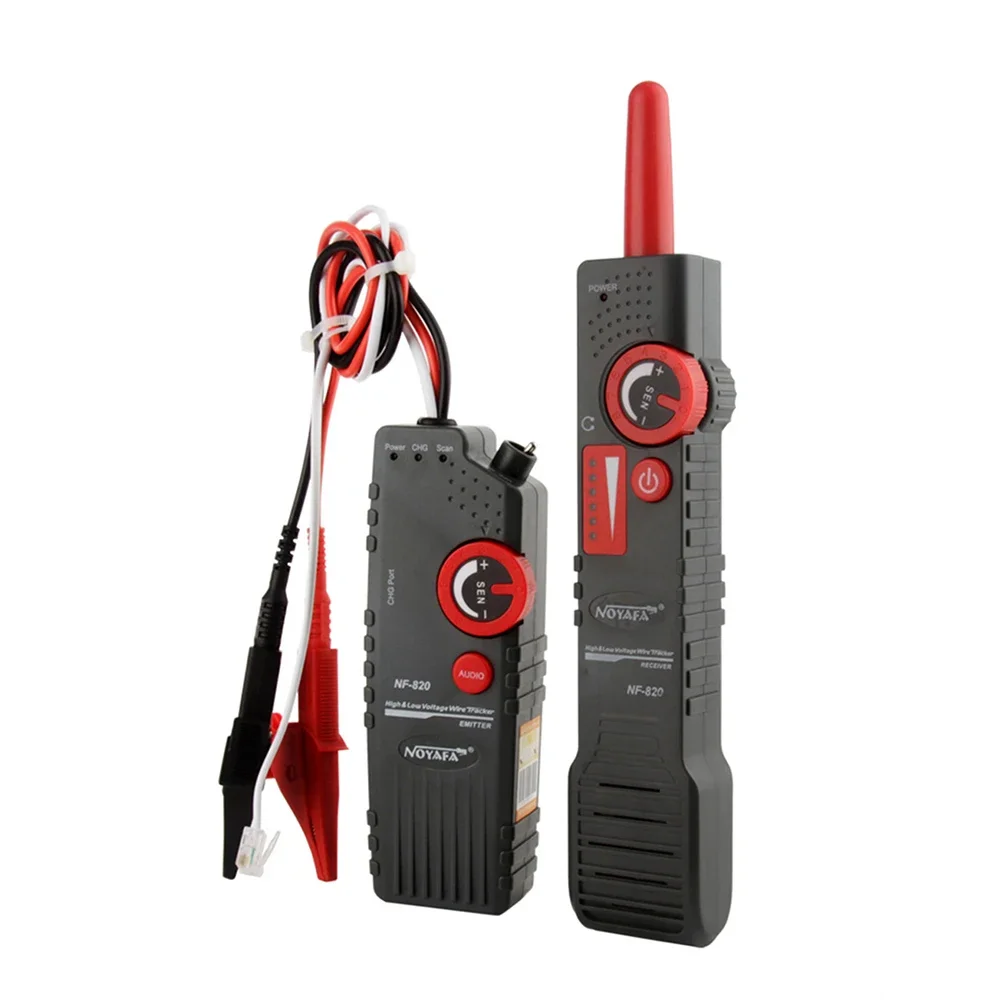 NOYAFA NF-820 Underground Cable Locator Alligator Clip Anti-Interference High&Low Voltage Wire Locator Network Wire Tracker