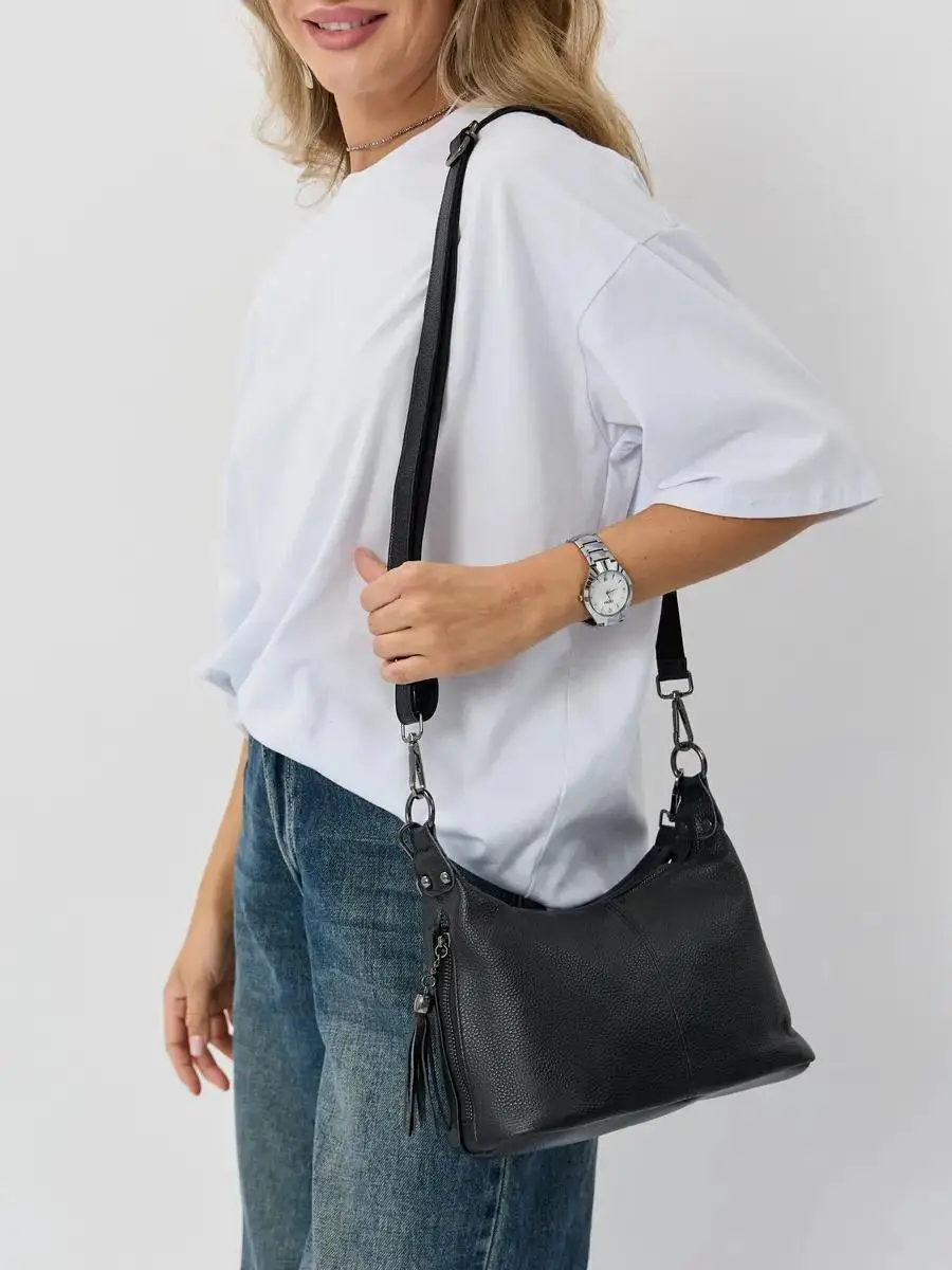 New Genuine Leather Women's Bags Fashion Tassel Women's Handbags Crossbody Bags Solid Colours Satchel Large Capacity