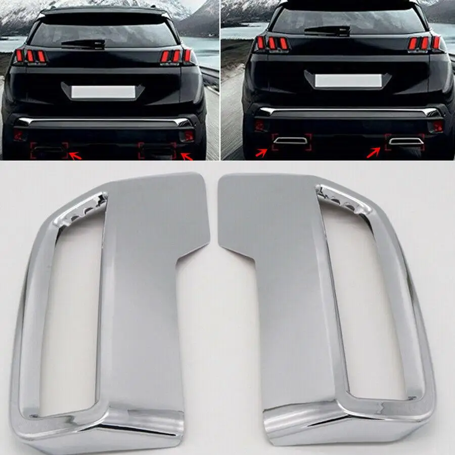 2 Pz/Set Per Peugeot 3008 Ii 5008 T87 2017-2020 Marmitta Di Scarico Posteriore Per Auto Estremità Terminale Tubo Adesivo Copertura Accessori Decor Tri