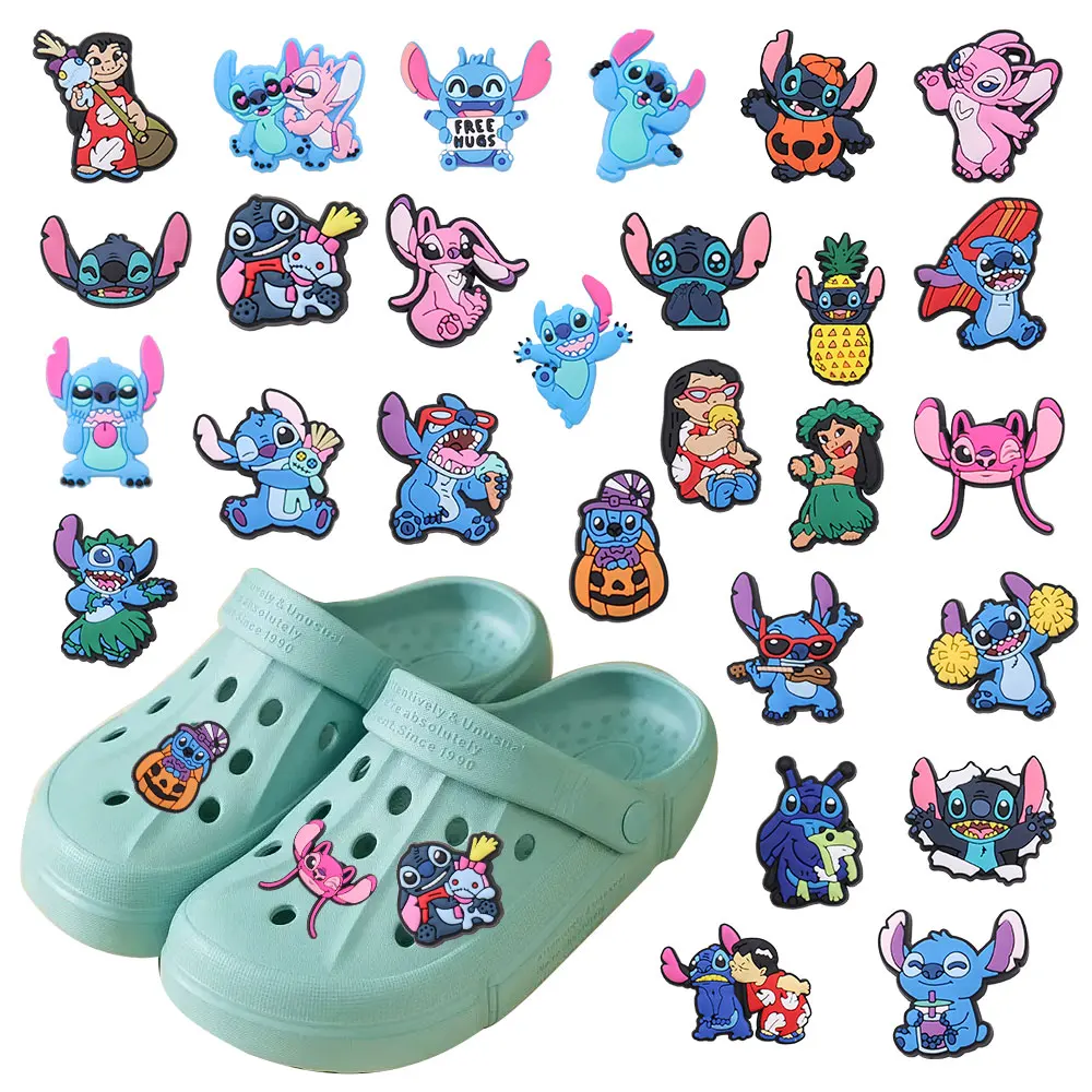 1-27Pcs Adorable Cartoon Lilo & Stitch Garden Shoe Buckle Charms Boys Girls Fashion Decorations DIY X-mas Gifts