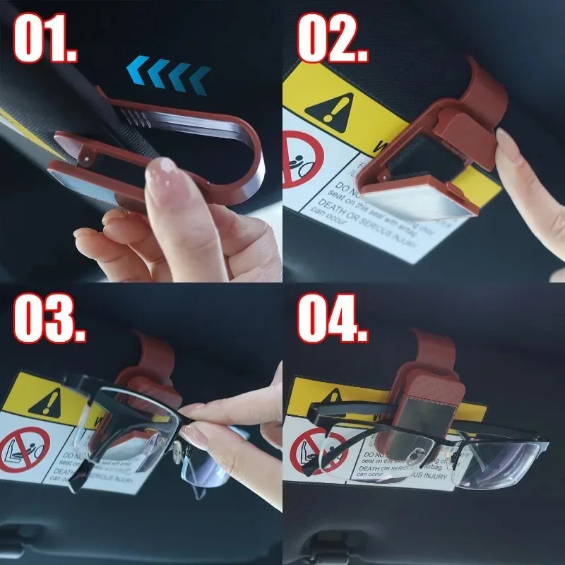 유니버설 자동차 선바이저 안경 홀더 클립 카본 파이버 텍스처 선글라스 마운트 티켓 카드 클램프 자동차 인테리어 액세서리