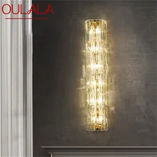 

OULALA Postmodern Crystal Wall Lights Gold LED Luxury Lamp Brass Contemporary Bedroom Fixtures Sconces Decoration