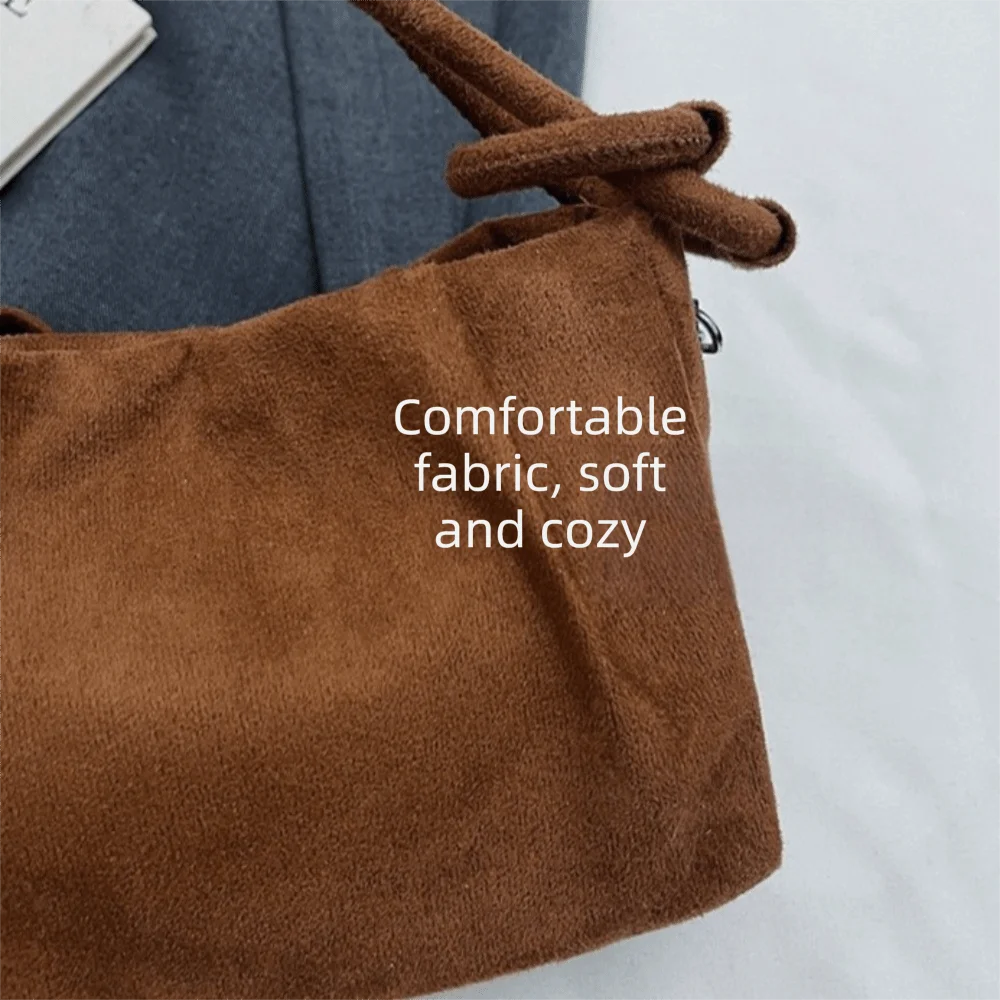 Retro-Stil Wildleder-Umhängetasche mit Magnetverschluss Weicher Griff Modische Handtasche mit Faltentextur Schultertasche für den Arbeitsweg – Detail 13
