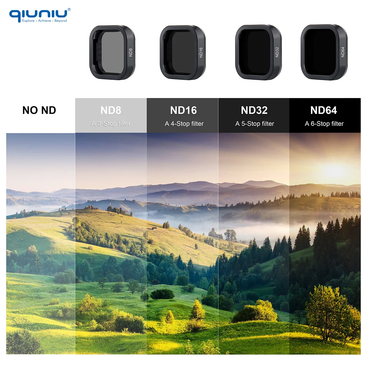 QIUNIU ND CPL filtre için GoPro Hero 9 10 11 12 siyah ND64 Go fiber kırmızı  filtre kitleri git Pro Mini Lens polarize aksesuarları