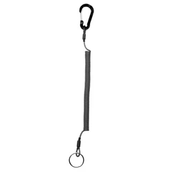Enhanced Elastic Coil Keychain Lanyard with Lockable Tether and Fashionable Wire Design (Black)