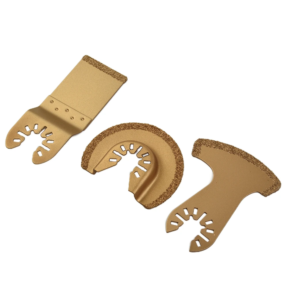 Carbide Oscillating Multi Tool Segment Saw Blades Tile Grout Cutter Semicircle E shaped Curved Saw Blade Power Tools 3pcs Set