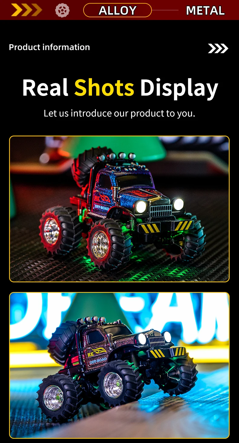 Mini Rc Car 1/64 Alloy Diecast With Trailer Remote Control Pick-up Trucks Desktop Cars For Boys Electric Truck For Kid Gift