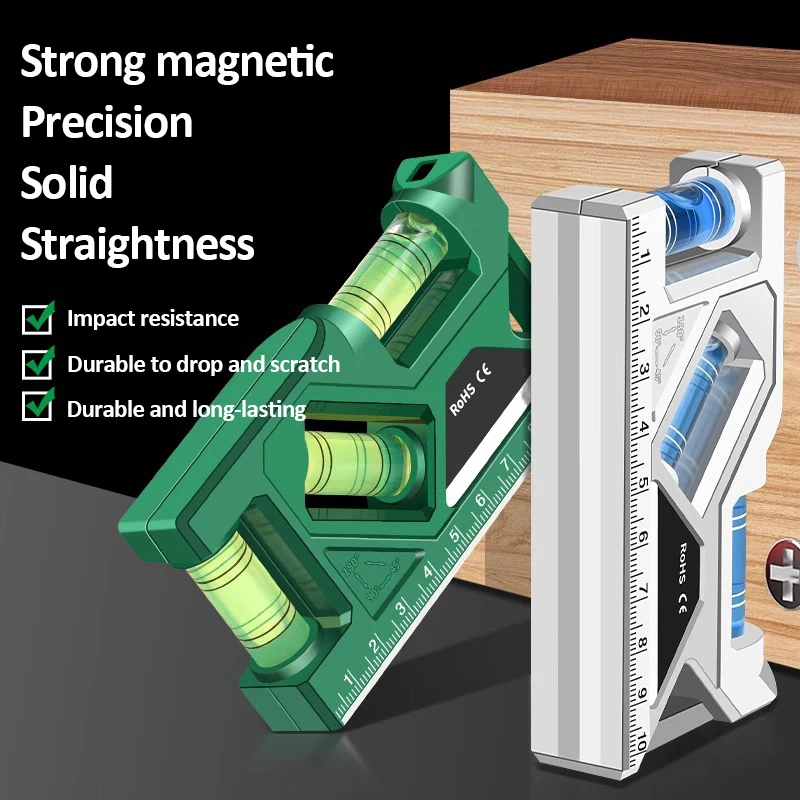Portable Magnetic Pocket Level Gauge Mini Protractor with Metric Ruler Woodworking Level Gauge Horizontal & Vertical Measure 2