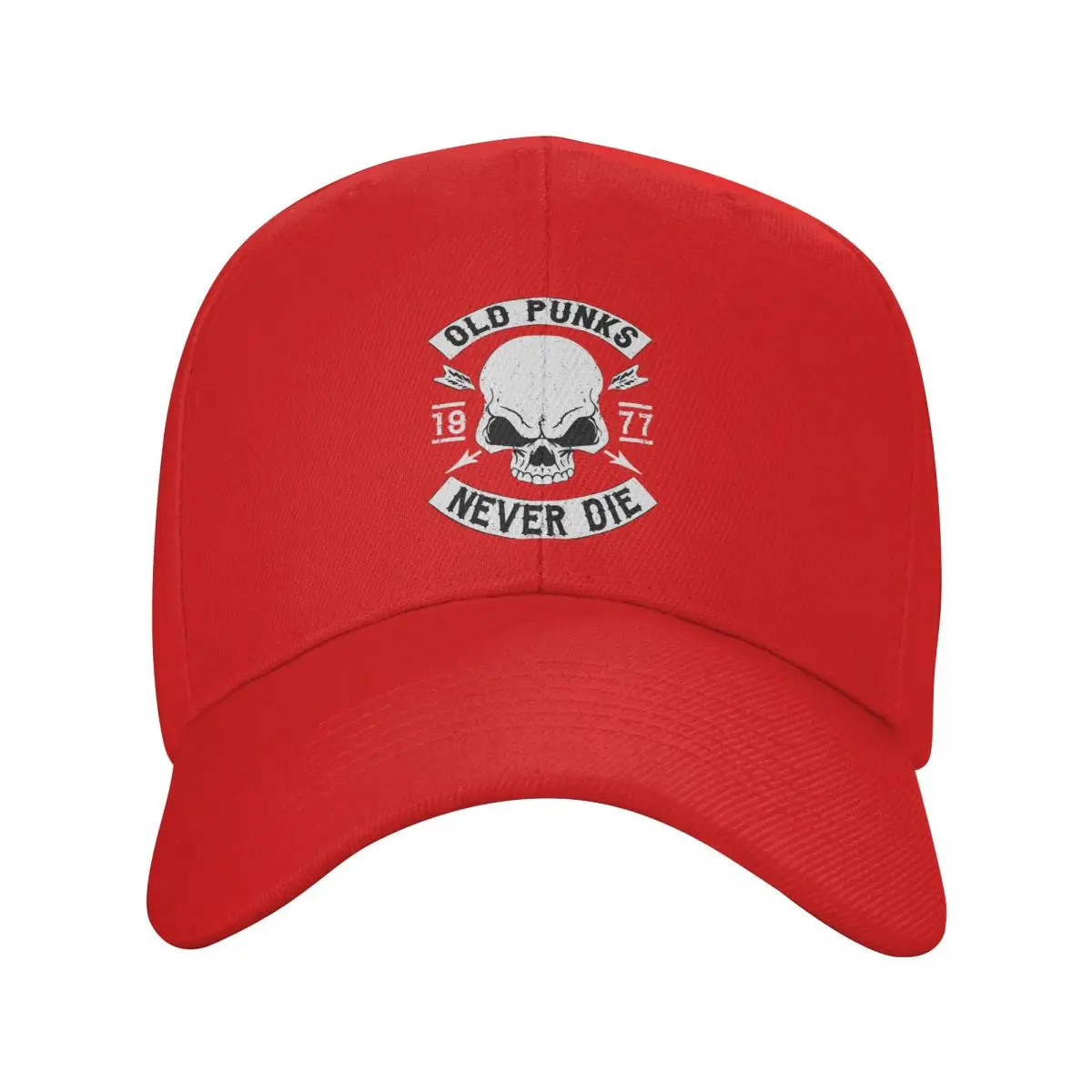 thumbnail image 1 of Gorras de béisbol punk rock de colores puros para papá. Gorra punk para mujer con visera. Gorra con visera "Old Punks Never Die"., 1 of 7