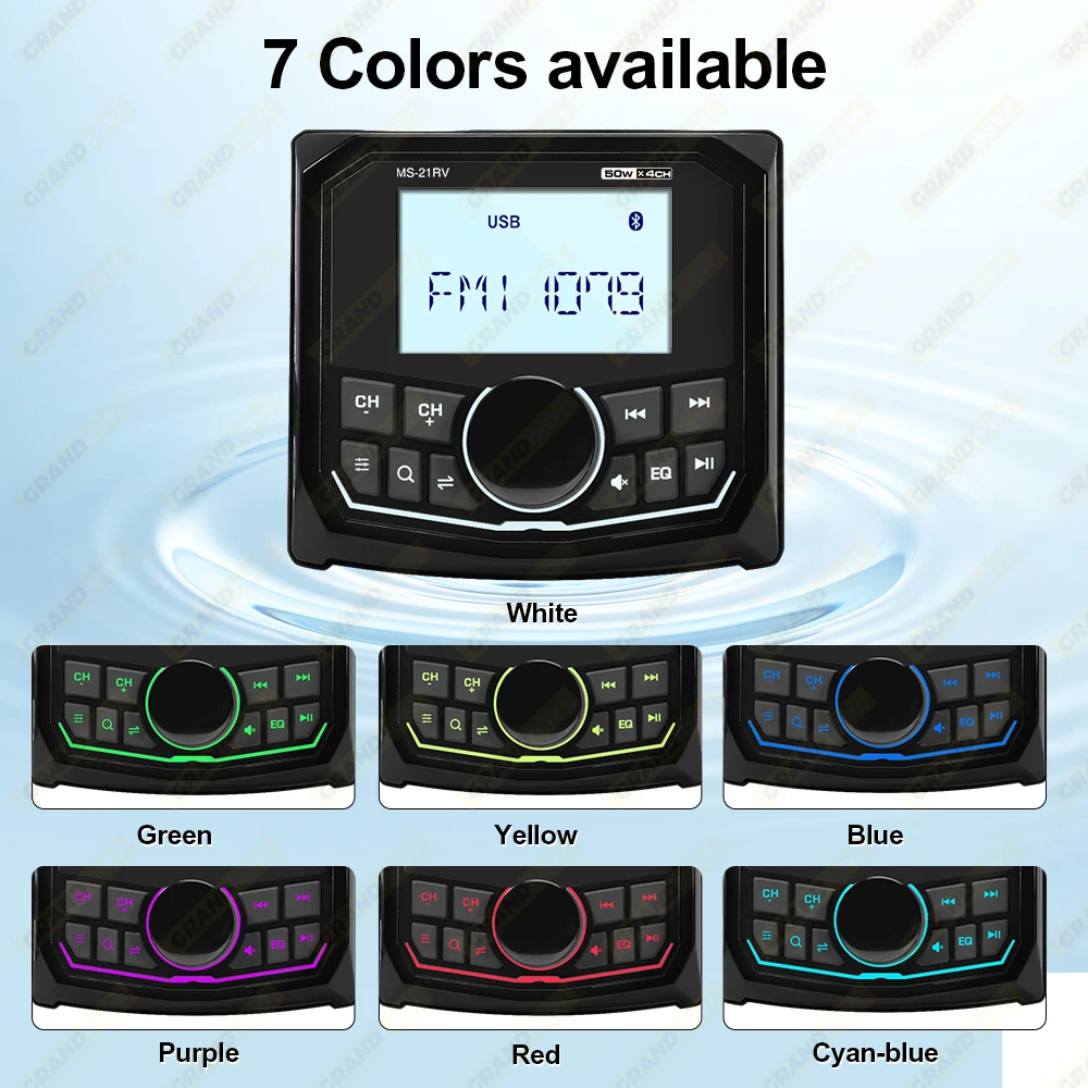 Marine Radio Boat Stereo FM AM Digital Media Audio Player Bluetooth IPX5 Waterproof For Yacht ATV UTV Golf Cart Motorcycle
