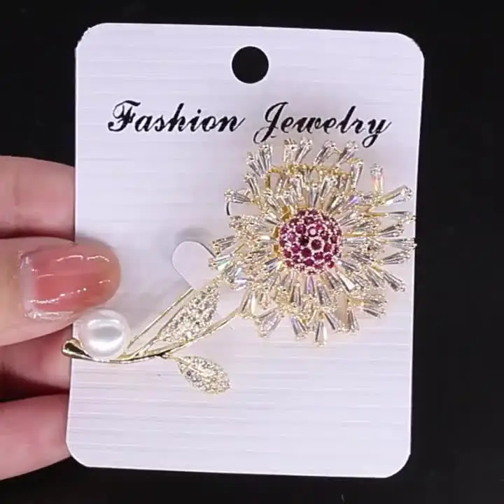 YYSuniee броши с кубическим цирконием и стразами в виде одуванчика для женщин брошь