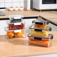 Boîte de rangement pour réfrigérateur 3 tailles, boîtes de conservation rectangulaires transparentes scellées pour aliments, légumes et fruits, boîte à déjeuner, organisateur de cuisine 1