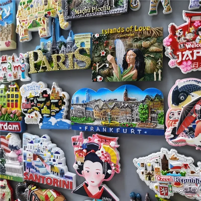 Magnetic Fridge Magnets Stickers Peru Israel Romania Thailand Frankfurt Czech Vietnam Korea Ukraine Paris Holland California Souvenir Home Decor
