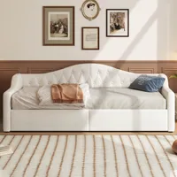 Мягкая кушетка 90x200, скандинавские европейские диваны для гостиной со светодиодным ремнем и местом для хранения под ним, бежевый — изображение 3