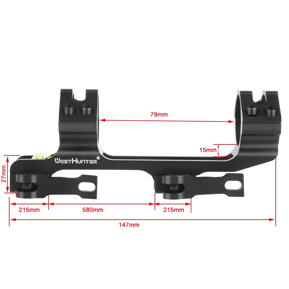 Quick Release One Piece Picatinny Scope Mount 25.4mm/30mm Riflescope Rings Bubble Level 20mm Rails