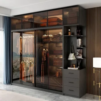 Italian Luxury Sliding Door Wardrobe – Minimalist Glass 1