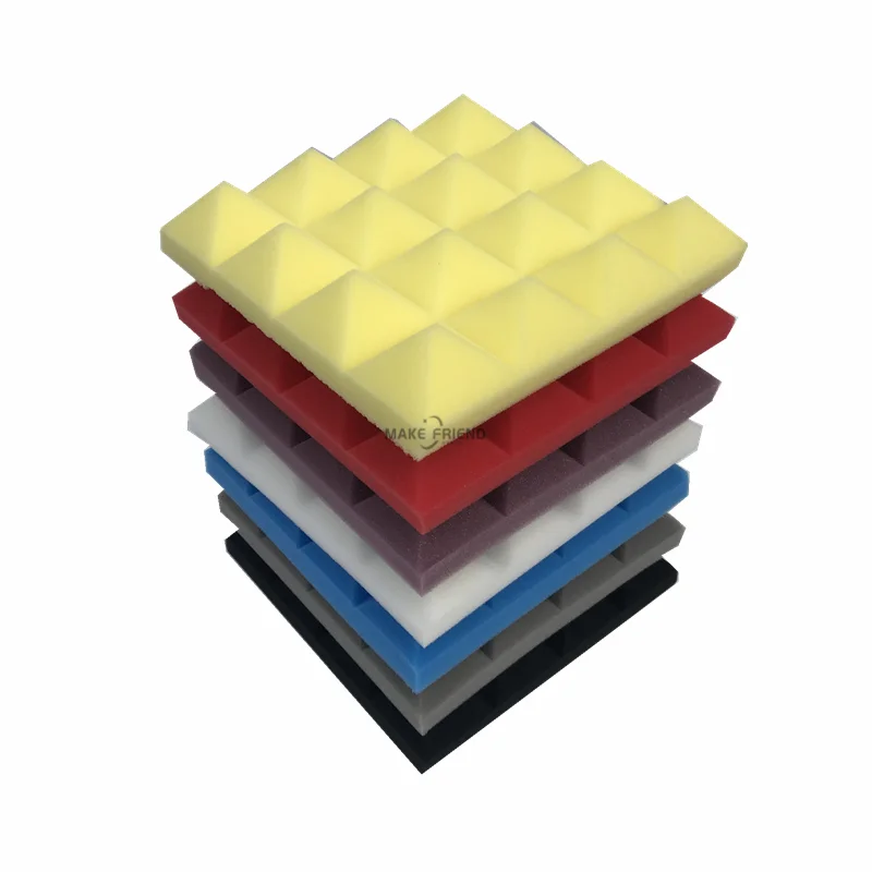 12/24Pcs 250x250x50mm 스튜디오 어쿠스틱 방음 폼 피라미드 사운드 흡수 처리 패널 타일 보호 스폰지 7 색