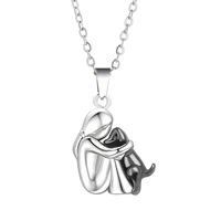 Collier chien câlin pour fille, mignon, deux tons, mode femmes et pendentif pour animaux de compagnie, accessoires bijoux 2