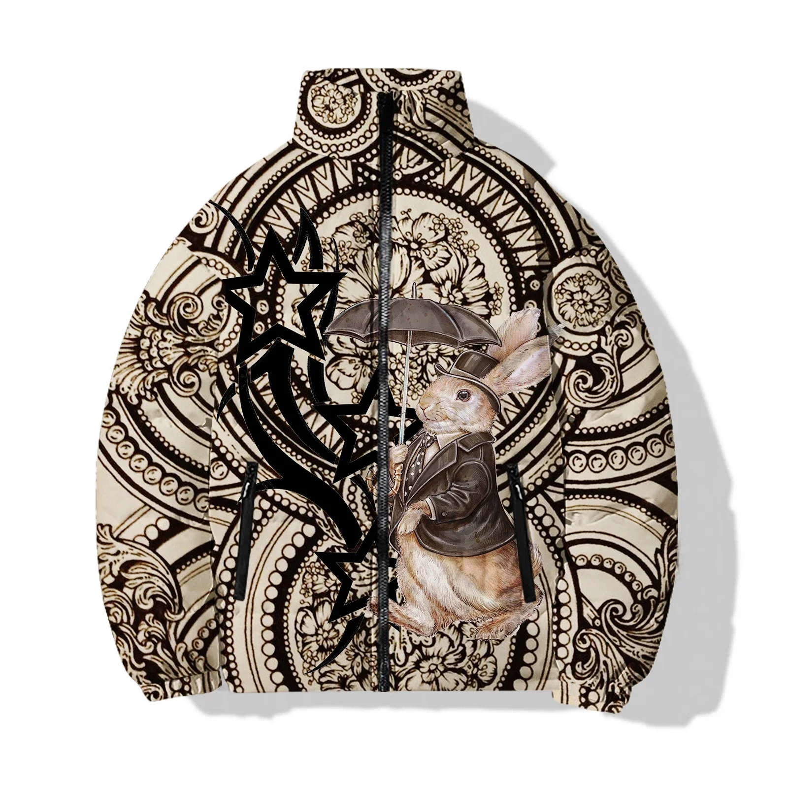thumbnail image 1 of Abrigo elegante con estampado de conejito para hombre, abrigos de invierno para hombre, chaquetas para hombre modernas y versátiles, cómodas y cálidas, nuevas en parkas, 1 of 5