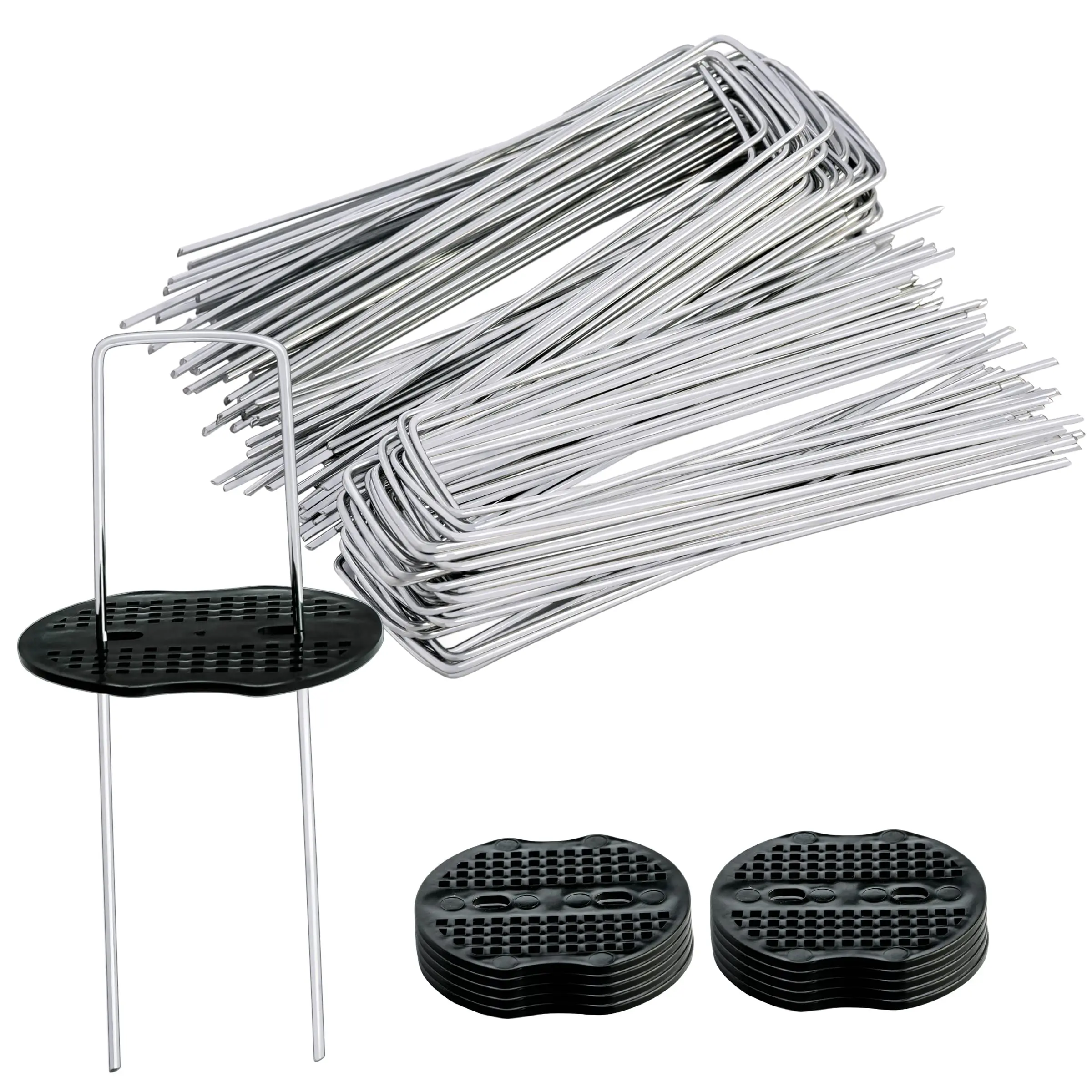 Lawn Yard Ground Fence Stake for Anchoring Landscaping Fabric Irrigation Tubing,Galvanized Landscape Staples For Gardening 50pcs