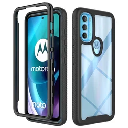 Hybrid TPU/PC Rugged Armor Shockproof Sky Case - Two-Layer Protective Shell Hard Back Cover for Moto G51 5G (Black)