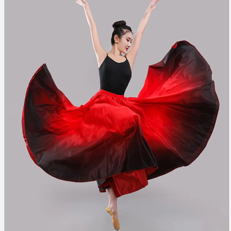 360 Degree Satin Skirt Belly Dance Women Gypsy Long Skirts Dancer Practice Wear Assorted Solid Purple Gold | Тематическая одежда и