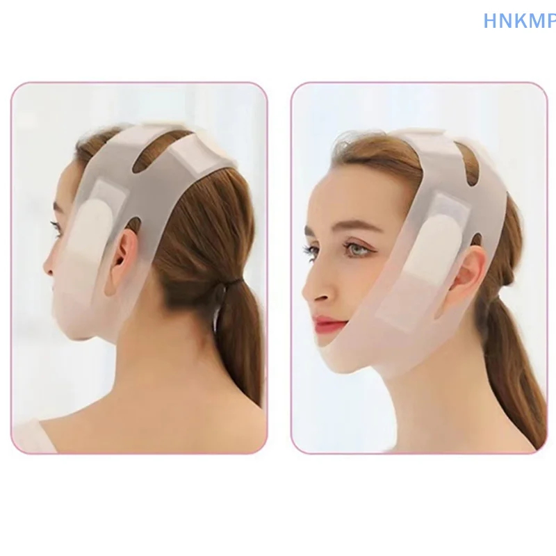 실리콘 V 페이스 리프팅 붕대, 얼굴 조각 슬리밍 밴드, 퍼밍 피부 이완 마사지, 페이스 리프트 마스크, 자체 가열, 1 개