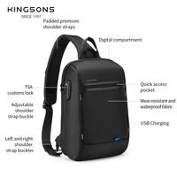 Kingsons/Vgoal Anti-theft Waterproof Single Shoulder Backpack For Men Laptop 14/13.3 inch W/ USB Charging Port&TSA Customs Lock 2